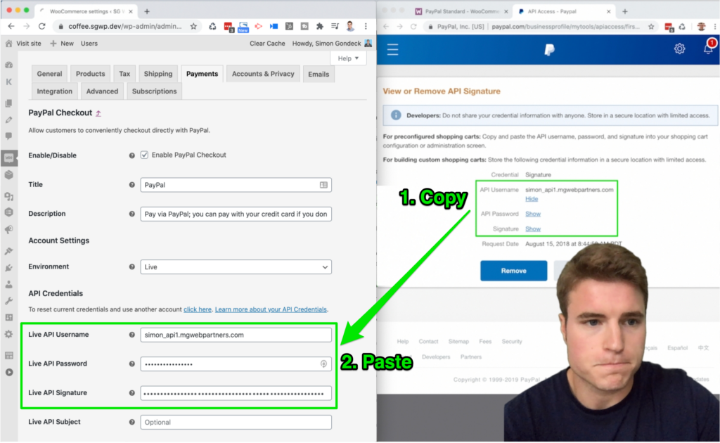 WooCommerce PayPal Express Checkout API Keys