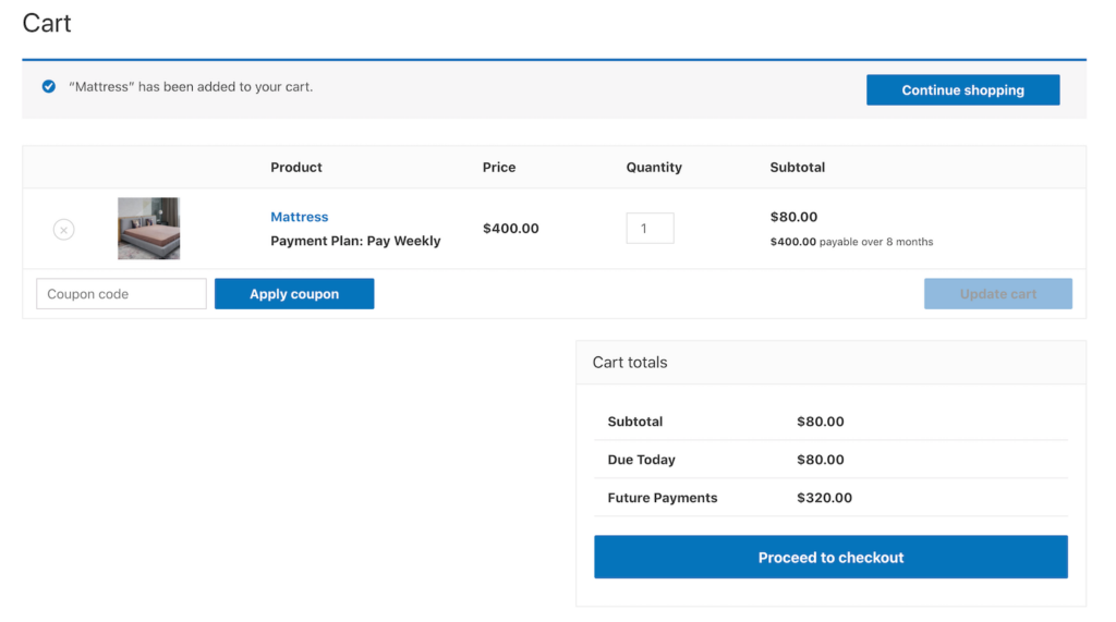 woocommerce customer cart checkout