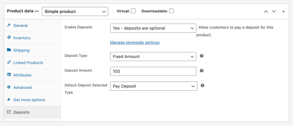 woocommerce optional deposit