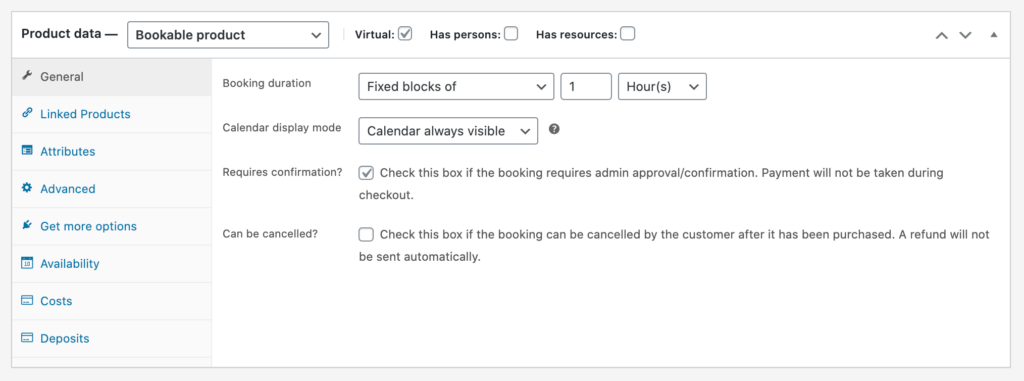 booking duration