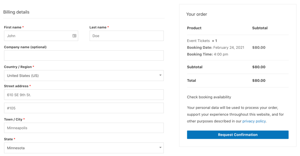 billing details